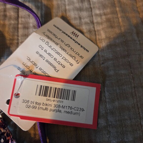 Wicked Weasel Sexy Purple Bikini Set 1 top, 2 bottoms - Picture 5 of 9